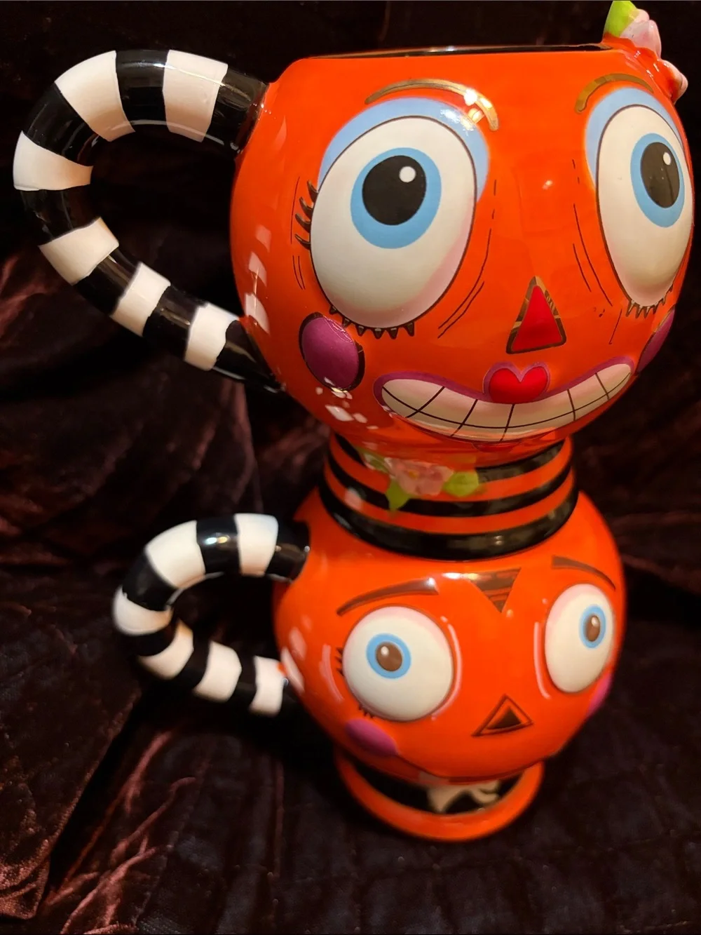 Playful Orange Ceramic Character Vases – Set of 2